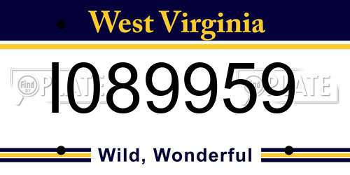 I089959 West Virginia License Plate