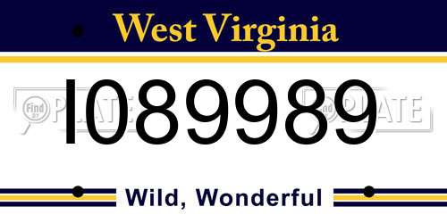 I089989 West Virginia License Plate