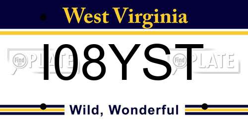 I08YST West Virginia License Plate