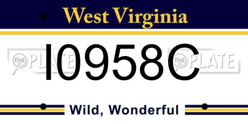 I0958C West Virginia License Plate