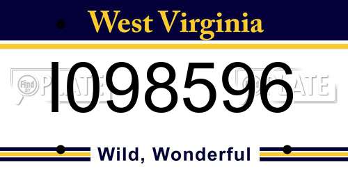 I098596 West Virginia License Plate