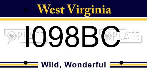 I098BC West Virginia License Plate