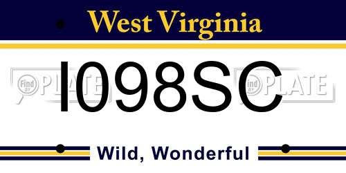 I098SC West Virginia License Plate