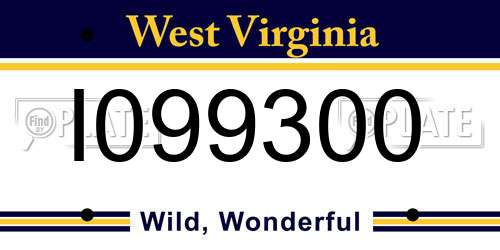 I099300 West Virginia License Plate
