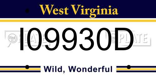 I09930D West Virginia License Plate