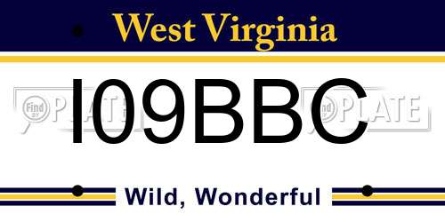 I09BBC West Virginia License Plate