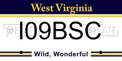 I09BSC West Virginia License Plate