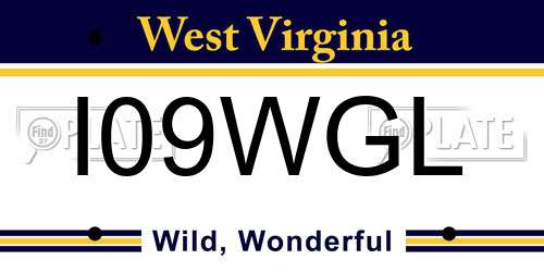 I09WGL West Virginia License Plate