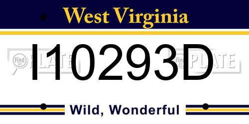 I10293D West Virginia License Plate