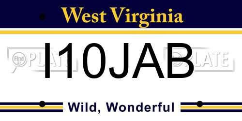 I10JAB West Virginia License Plate