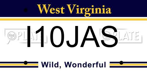I10JAS West Virginia License Plate