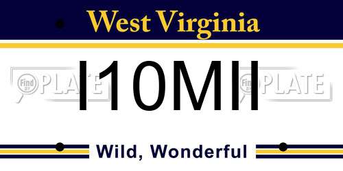 I10MII West Virginia License Plate