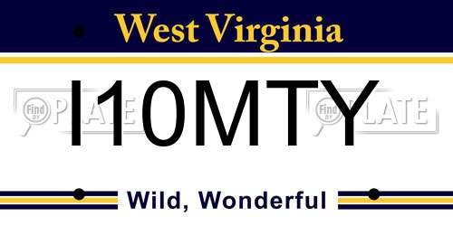 I10MTY West Virginia License Plate