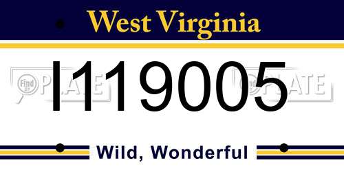 I119005 West Virginia License Plate