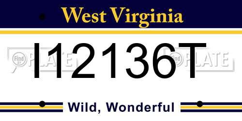 I12136T West Virginia License Plate