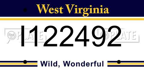 I122492 West Virginia License Plate