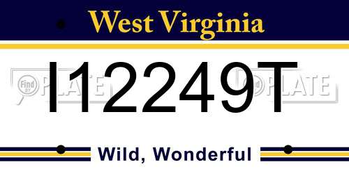 I12249T West Virginia License Plate