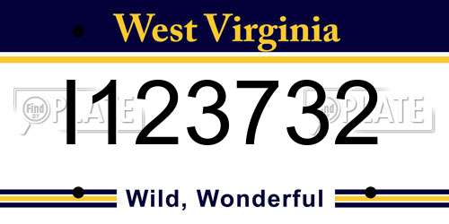 I123732 West Virginia License Plate