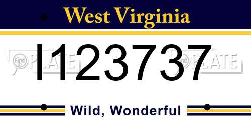I123737 West Virginia License Plate