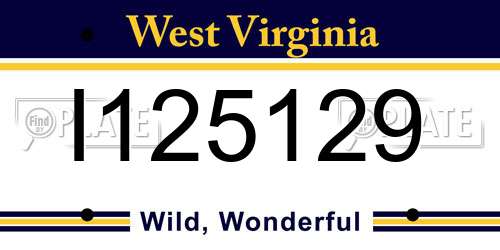I125129 West Virginia License Plate