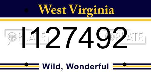 I127492 West Virginia License Plate
