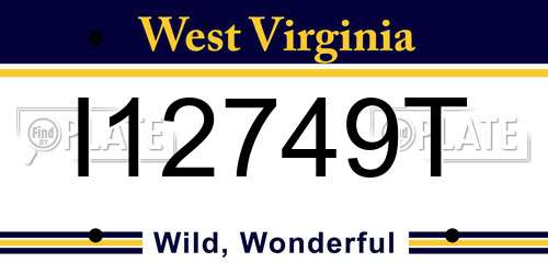 I12749T West Virginia License Plate