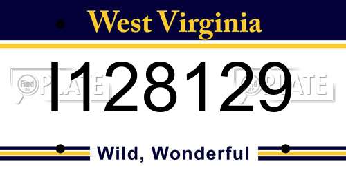 I128129 West Virginia License Plate