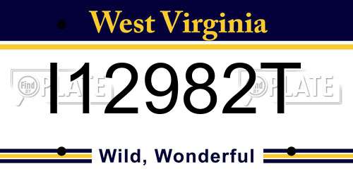 I12982T West Virginia License Plate