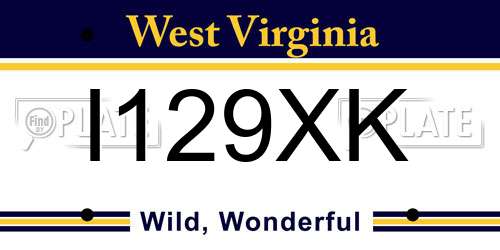 I129XK West Virginia License Plate