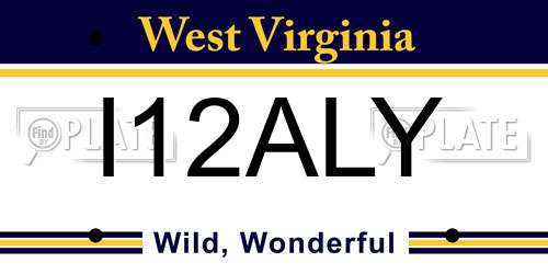 I12ALY West Virginia License Plate