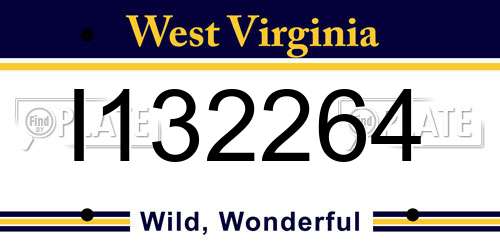 I132264 West Virginia License Plate
