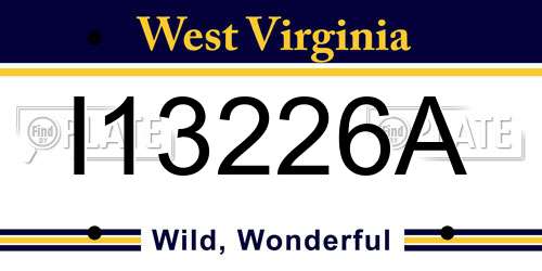 I13226A West Virginia License Plate