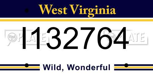 I132764 West Virginia License Plate