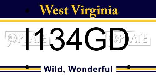 I134GD West Virginia License Plate