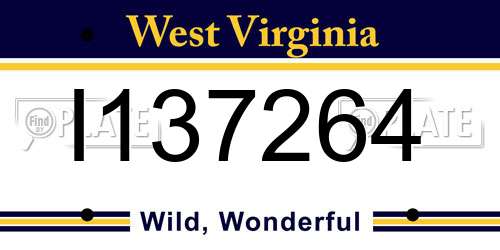 I137264 West Virginia License Plate