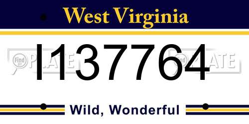I137764 West Virginia License Plate