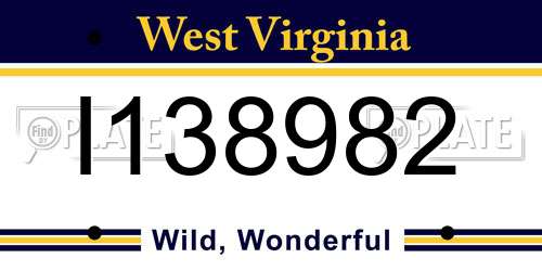 I138982 West Virginia License Plate