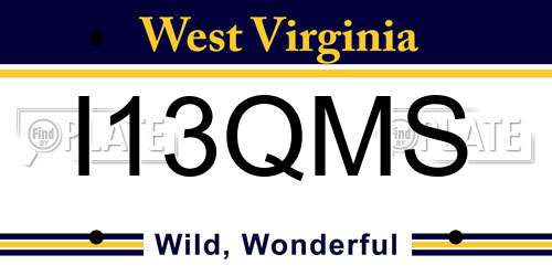 I13QMS West Virginia License Plate