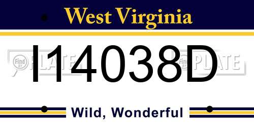 I14038D West Virginia License Plate