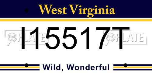 I15517T West Virginia License Plate