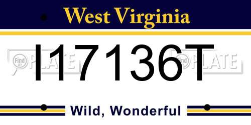 I17136T West Virginia License Plate