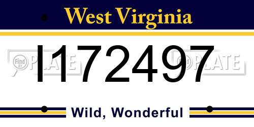 I172497 West Virginia License Plate