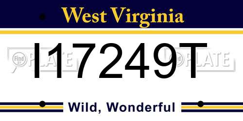 I17249T West Virginia License Plate