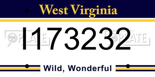 I173232 West Virginia License Plate