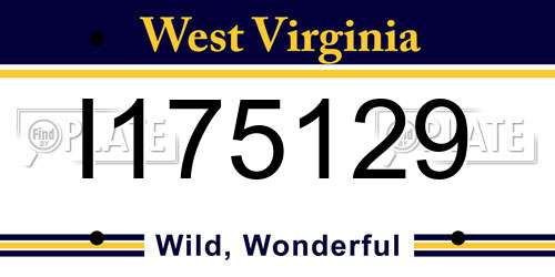 I175129 West Virginia License Plate