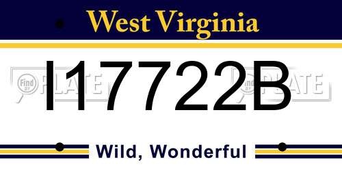 I17722B West Virginia License Plate