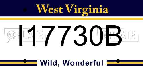 I17730B West Virginia License Plate
