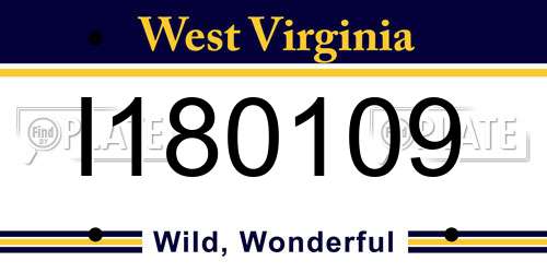 I180109 West Virginia License Plate