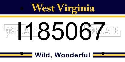 I185067 West Virginia License Plate