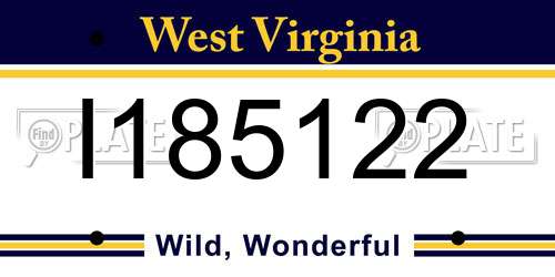I185122 West Virginia License Plate
